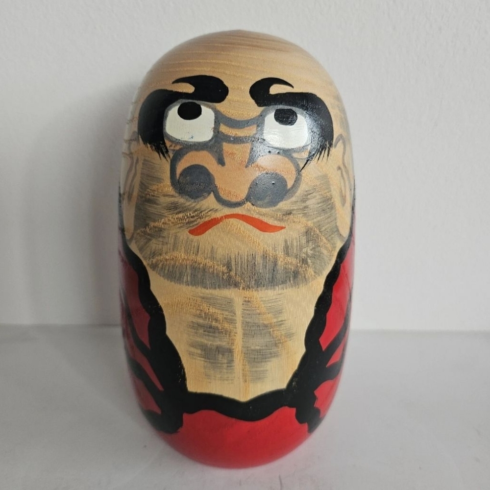 Vintage Japanese Kokeshi wooden doll Folk art, DARUMA OTANI YOSHIO Signed